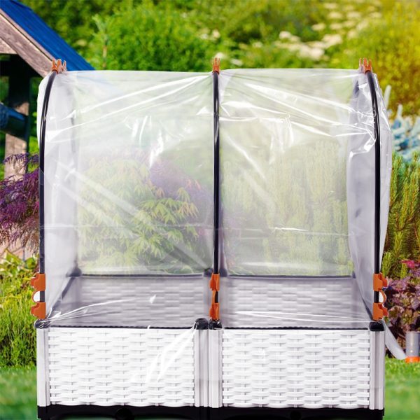garden small raised bed with simple trellis for winter planting